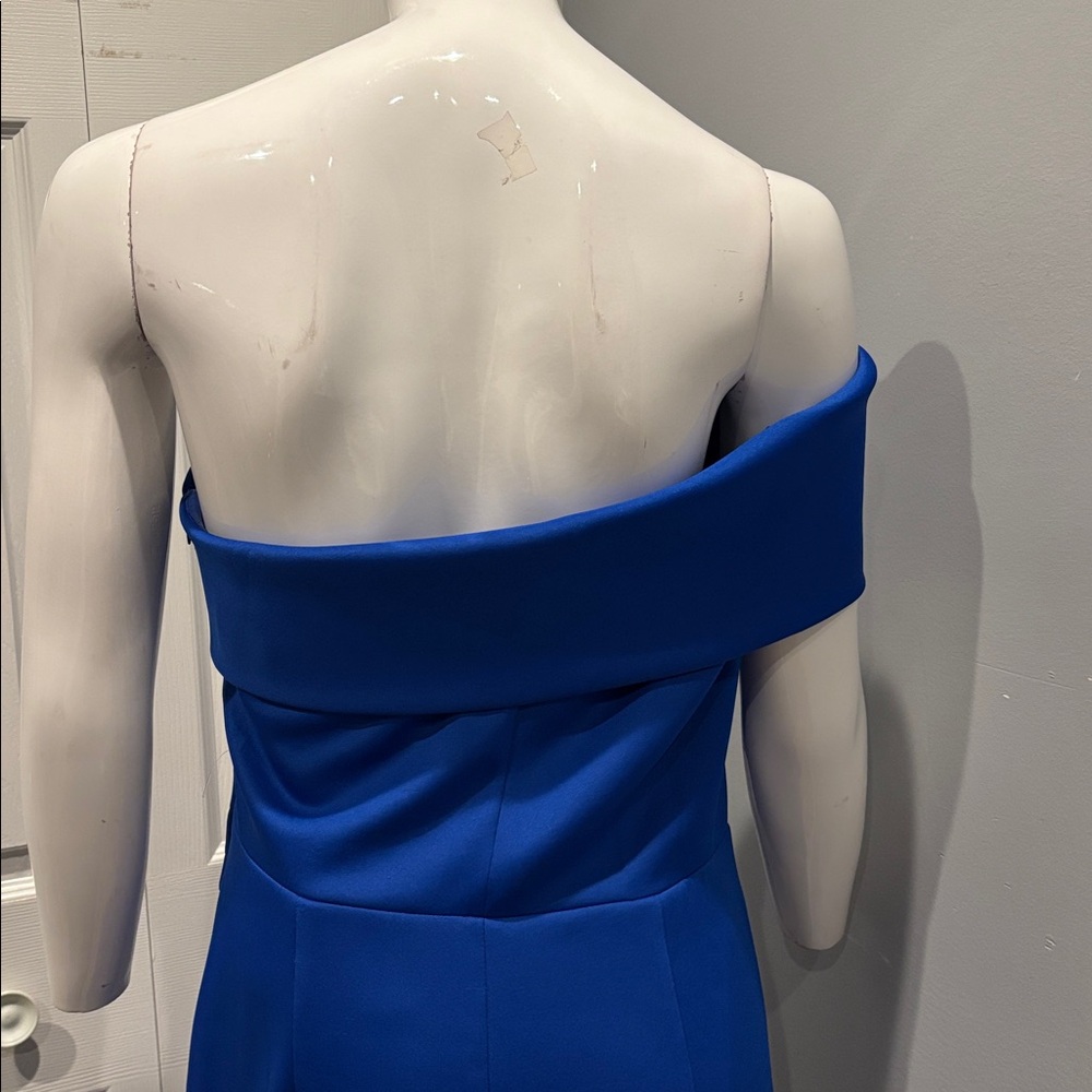 NWOT Eliza J off shoulder cobalt scuba gown - Picture 9 of 12
